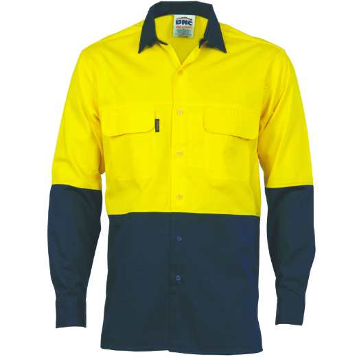 Picture of DNC Hi Vis 3 Way Cool-Breeze 100% Cotton Shirt 155gsm L/S