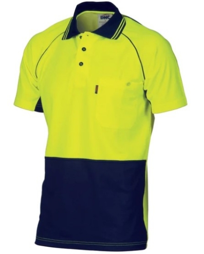 Picture of DNC Hi Vis Cotton Backed Cool-Breeze Contrast Polo Shirt 185gsm S/S