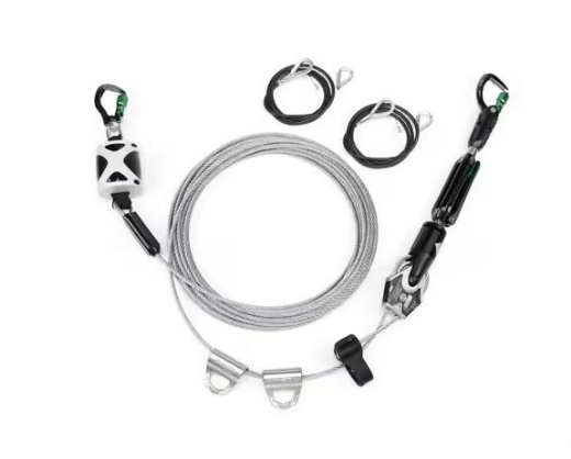 Picture of MSA Temporary Cable Horizontal Lifeline for 2 Workers, 18.3m, with bypass shuttles