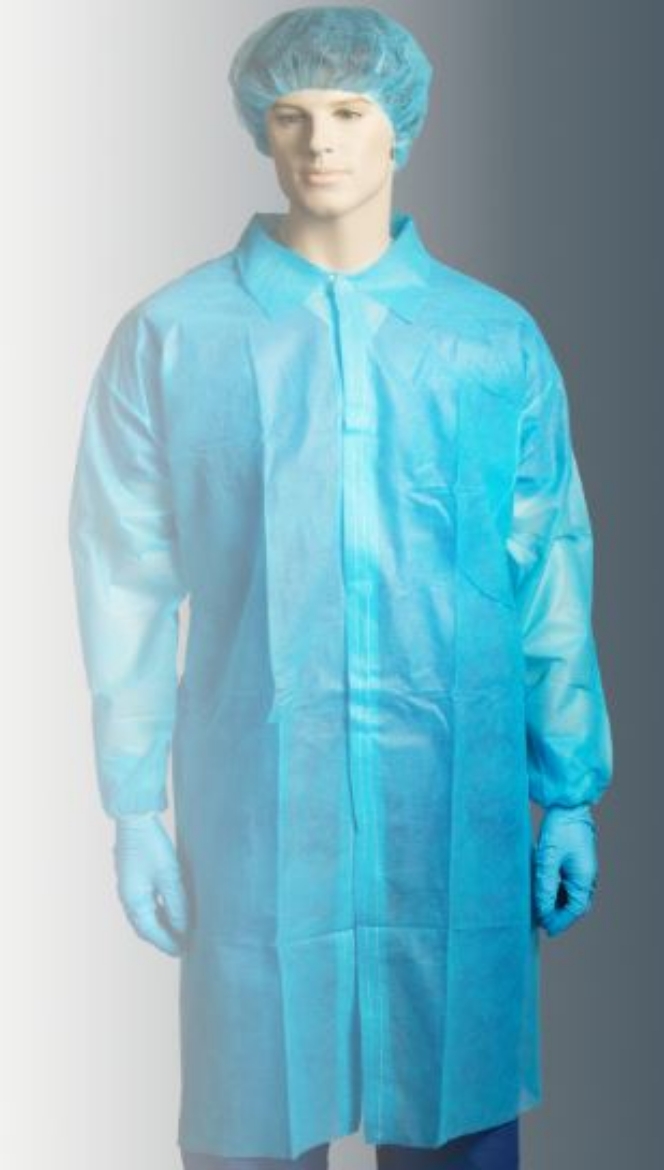 Picture of Bastion POLYPROPYLENE LABCOAT - NO POCKET - BLUE